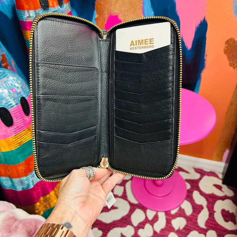 Aimee Kestenberg Oversized Zip Around Wallet Soft Ink Cobra Leather AK447760 NWT - Picture 2 of 6